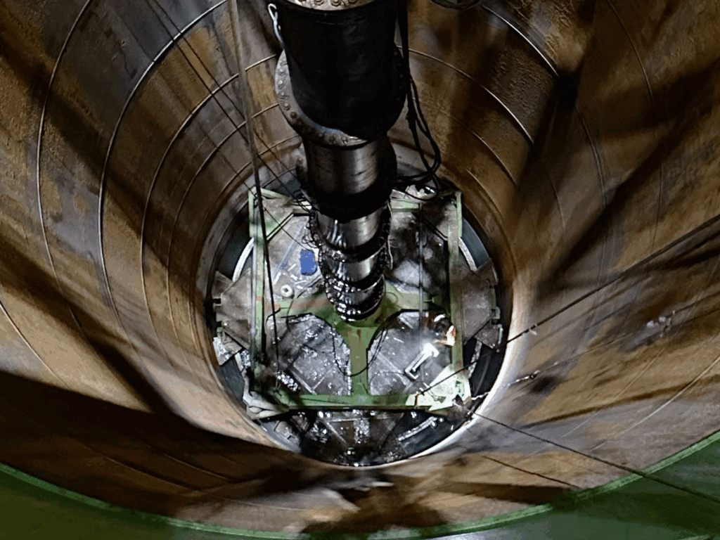 Confined space access in offshore piling inspection, cleaning and maintenance