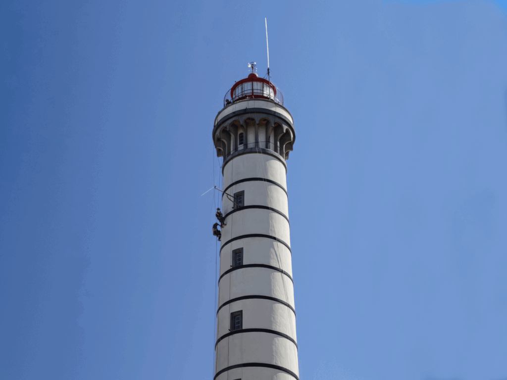 Lighthouse inspection and maintenance carried out by raven rope access technicians