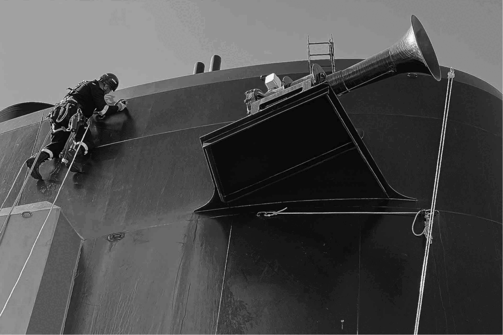 raven rope access funnel restoration queen mary cruise liner