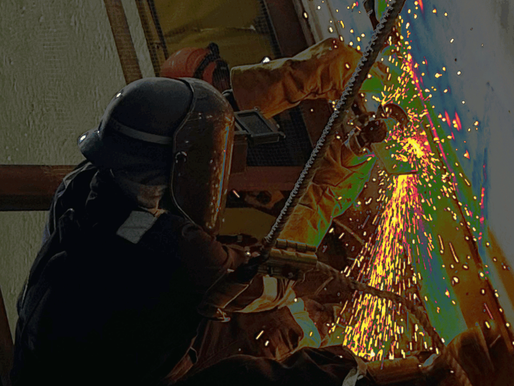 Confined space mechanical and fabrication works with hot work and protective coating preparation
